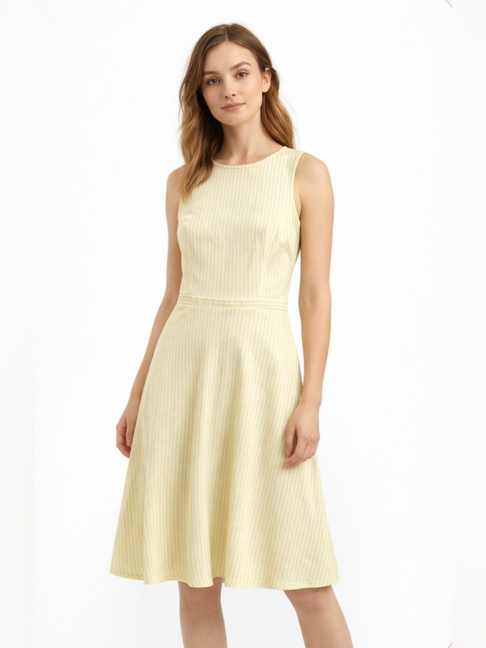 Isaac Mizrahi Live! Yellow White Striped Knit Dress XXS